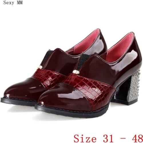Square High Heels Pumps Women Oxfords Career Shoes Woman High Heel Shoes Kitten Heels Small Plus Size 31 - 48
