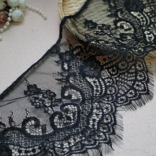 Vintage 17 Cm Wide Eyelash Lace Trim Fabric Chantilly lace Dress Lengthening Splicing Wedding Veil Clothing Accessories 3 Yards