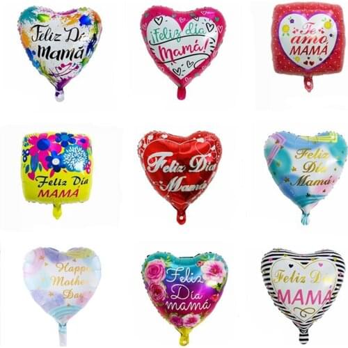 18inch Printed Spanish Mother Foil Balloons Mothers Day Heart Shape Love Globos Decor Mama Balloon Gifts Balloons