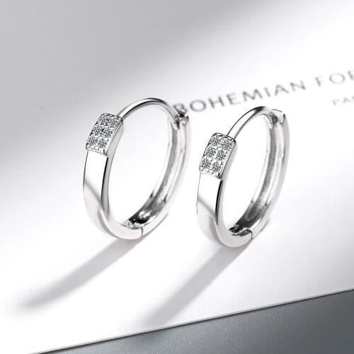 Simple Silver Color Mosaic AAA CZ Zircon Stud Earrings for Women Girl Jewelry Christmas Gift Pendientes Oorbellen