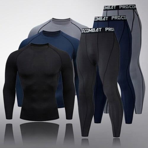 Winter Thermal suit Male long johns underwear Track suit Men Sportswear Skin Leggings Warm shirt Jogging Sweat Fitness Clothing