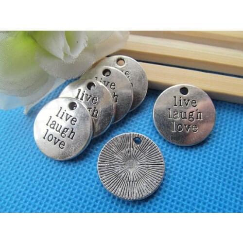 10pcs 19mm Antique silver/Antique Bronze Round Letter"Live Laugh Love" Pendant Charm/Finding,DIY Accessory Jewellery Making