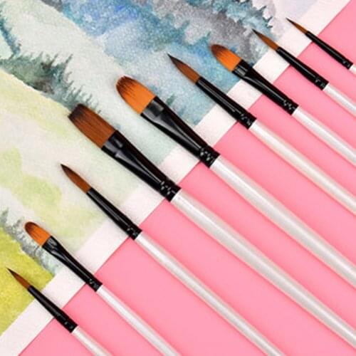 12 pcs/set Nylon Hair Oil Acrylic Painting Wooden Handle Watercolor Paint Brush Pen Set Learning DIY Art Paint Brushes Supplies