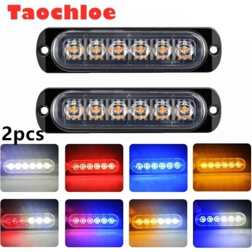 2x 12V-24V 6LED truck Stroboscopes Police Flasher lamp Motorcycle Strobe Light Led Flashlight Car Flashing Lights Red Blue Amber