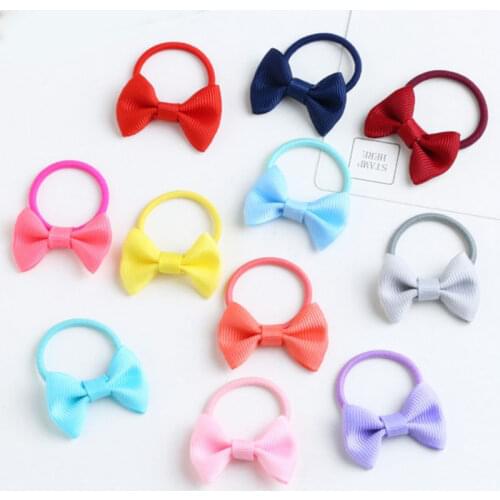 20Pcs/Lot Korean Style Ponytail Bows Elastic Hair Bands Cute Scrunchies Kids Rubber Band Kawaii Headdress Girls Hair Accessories