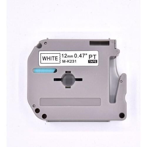 30pcs Black on White 12mm compatible M tape label catridge M-K231 MK231 M231 M K231