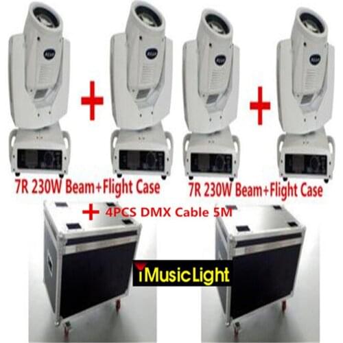 4pcs Sharpy Beam 230W Beam 7R Moving Head Light with Flight Case+4PCS DMX Cacle 5M