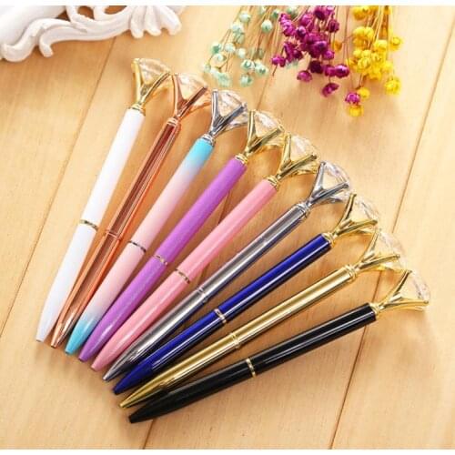500pcs Big Rhinestone Pen Metal Ballpoint Pen Glass Pen Rhinestone Metal Pen Advertising Pen SN706