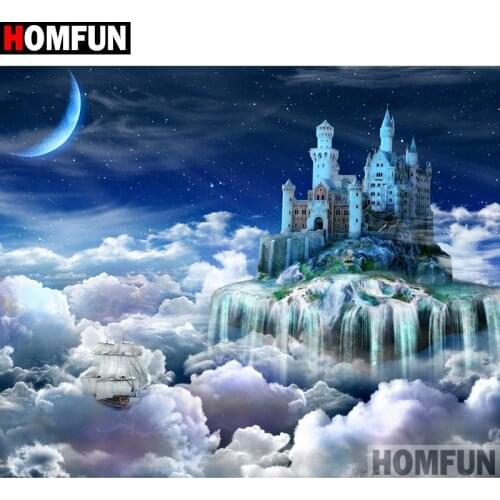HOMFUN Full Square/Round Drill 5D DIY Diamond Painting "Castle scenery" Embroidery Cross Stitch 5D Home A07897