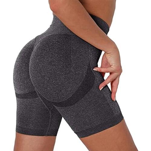 Seamless Yoga Shorts Fitness Women High Waist Push Up Tummy Control Shorts Sports Booty Shorts Gym Workout Running Leggings