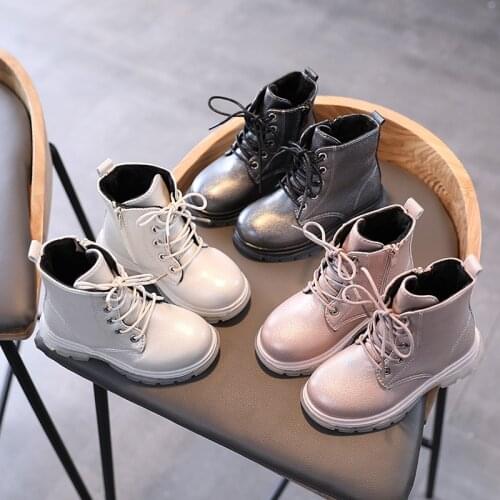 Girls Martin Boots 2021 New Baby Winter British Style Childrens Thin Fleece Short Boots Boys Cotton Shoe botte
