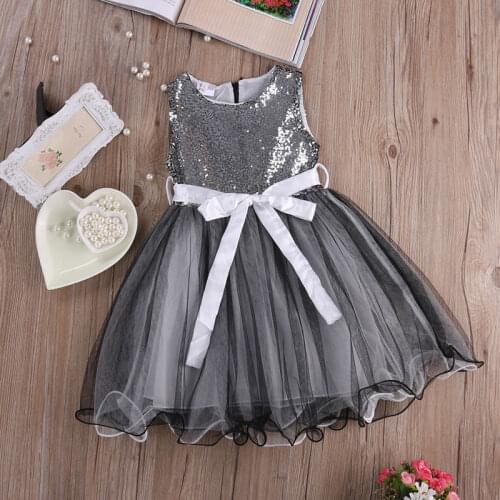 Infant Toddler Kids Princess Baby Girls Dress Sequins Party Pageant Wedding Sleeveless Dresses
