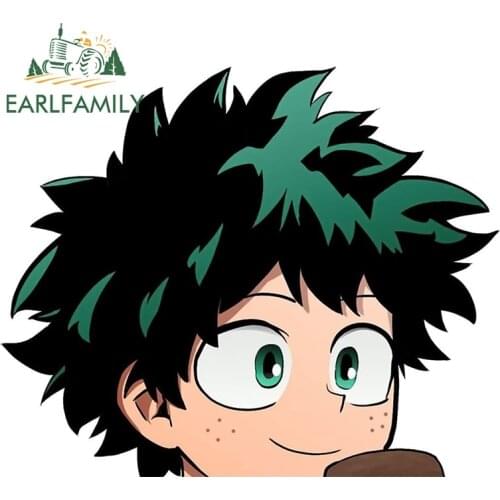 EARLFAMILY 13cm x 10.7cm for My Hero Academia Midoriya Izuku Waterproof Anime 3D Scratch-proof Windshield Decal for Vehicle
