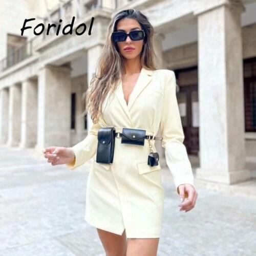 Elegant Long Sleeve Yellow Blazer Dress Women Vintage High Fashion Streetwear Elegant Short Dress Autumn Winter Ladies Dress
