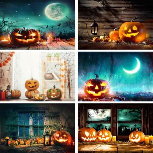 Halloween Pumpkin Castle Photography Backdrop Kids Child Festival Party Decor Background Witch Moon Props Portrait Photostudio