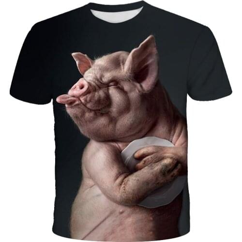 Personality Fashion 3D Printed Animal T shirt Young Men/Women Cute Pig Dog Kids Clothes Summer Casual Boy Childrens Tops Tees