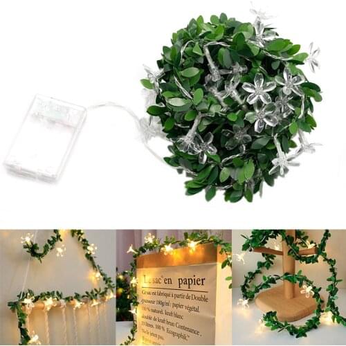2M 10LED Leaf Garland Fairy Light Decor LED Copper Wire String Lights for Wedding Forest Table Christmas Home Party Decoration