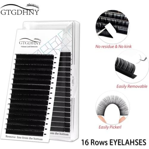 GTGDHNY 16line Natural Synthetic Eyelash Extensions 8~17 MM Mix Makeup for Professional Mink Individual Eyelash Extension