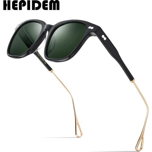 HEPIDEM Acetate Polarized Sunglasses Men High Quality Fashion Brand Designer Vintage Square Sun Glasses for Women Goggles 9137T