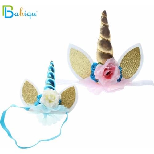 Babiqu 1pc Lovely Elastic Flower Lace Unicorn Horn Decoration Girls Decorative Party Decoration Halloween Costume Plush Toy
