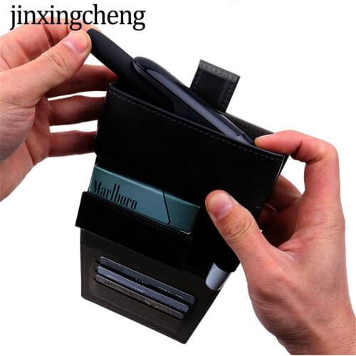 JINXINGCHENG Portable 4 Plain Colors Flip leather Case for iqos 3.0 Matte Wallet Case for iqos 3 With Card Pocket