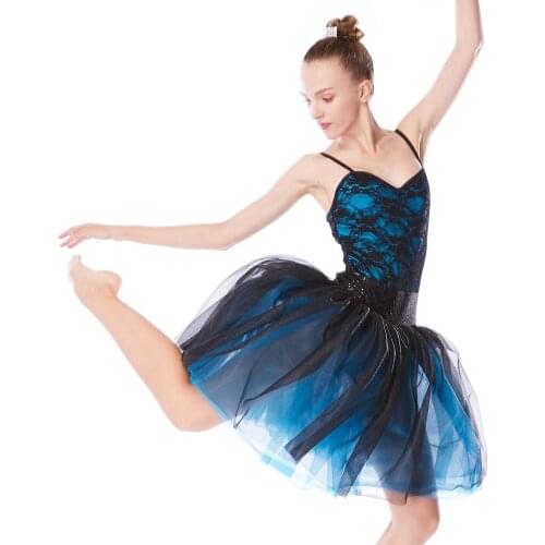 MiDee Lace Leotard with Tutu Dresses Stage Performance Costumes Lyrical Contemporary Dance Dress Ballet Lace Dresses Dancewear