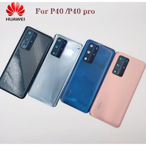 Huawei P40 Pro/P40 Battery Cover With Camera Lens Frame For P40pro P 40 Back Glass Panel Rear Door Housing Case + Stickers/Logo