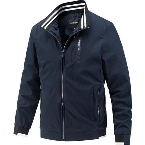 Mens New Autumn Fashion Korea Outdoor Men Clothing Solid Color Business Jacket Men Casual Stand Collar Bomber Jacket