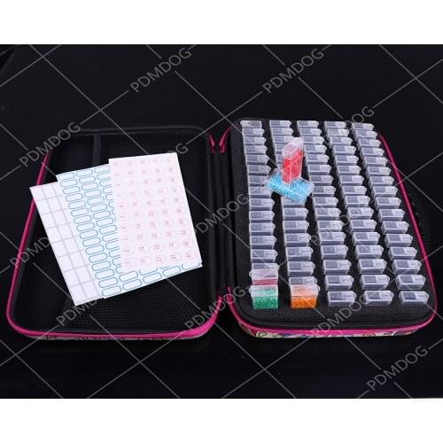 PDMDOG 5D DIY Diamond Painting Storage Box Kits 80 Grids with Diamond Paint Accessories Kits Tools for Diamond Embroidery