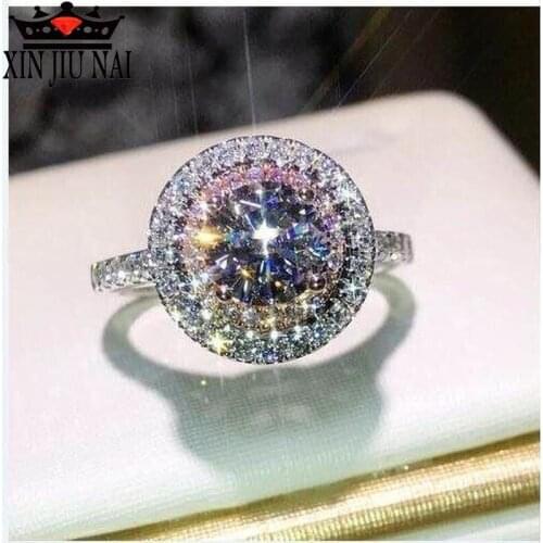 2019 New Elegant Lady Jewelry Luxury White CZ/Pink CZ Austrian Rhinestone Fashion Romantic Engagement Ring Female Gift Ring