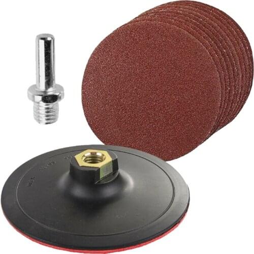 New 10-Piece Round Sanding Set with Padded and Drilled Adapter for Mixed Gravel Shackle 125Mm Sand Disc