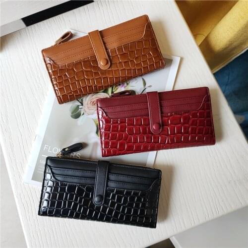 New Womens Wallet Retro Crocodile Pattern Long Temperament Multi Card Holder Coin Purses Large-capacity Handbag Money Clutch