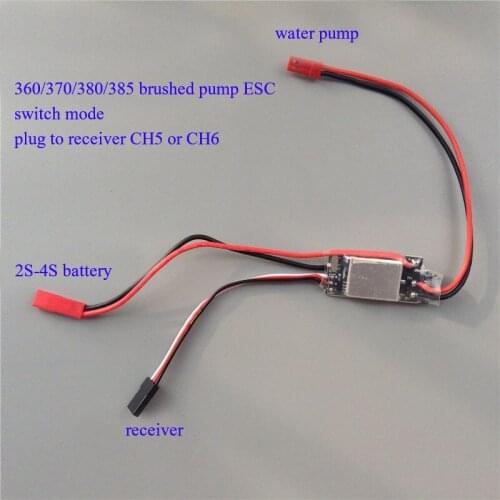 1PC/2PCS 360/370/385 Pump Speed Controller Brushed ESC 20A 2S-4S Switch ESC for DIY RC Boat Model