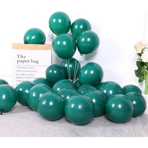 30pcs 10inch Dark Green Balloons Ink Emerald Green Pearlescent Latex Balloon For Wedding Decoration Birthday Jungle Party Globos