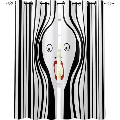 Bar Code Images Of Amazing Characters Room Curtains Large Window Living Room Bathroom Indoor Curtain Panels With Grommets Window