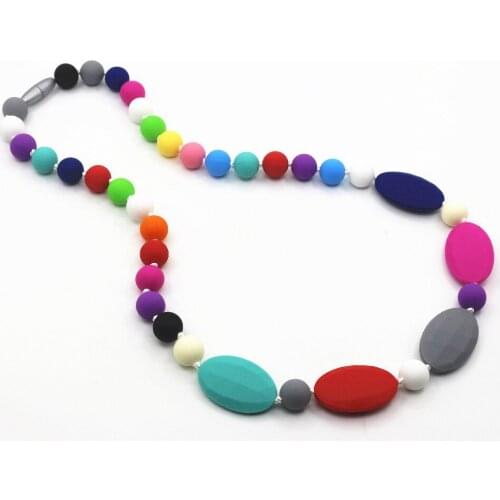Silicone Teething Nursing Breastfeeding Necklace chew chewable jewelry for Moms Baby Silicon Teether Silicon teething necklace
