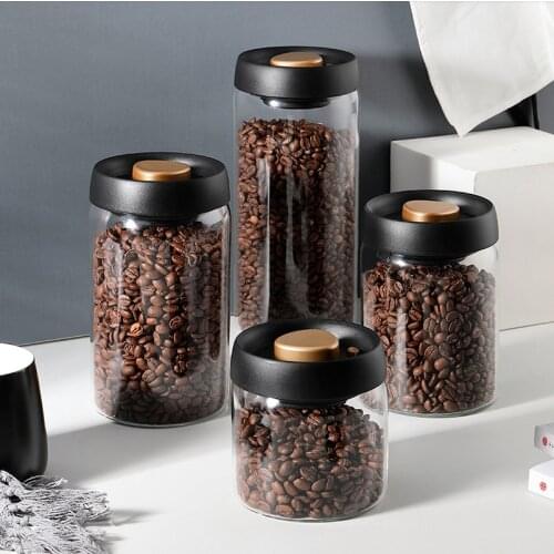Coffee Beans Vacuum Sealed Tank Glass Storage Tank Household Moisture-proof Tea Storage Tank Push-type Air Extraction Tank