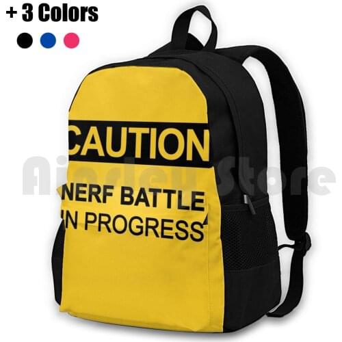 Nerf Battle In Progress Outdoor Hiking Backpack Waterproof Camping Travel Nerf Battle War Armed Gun Bad Warning Sign