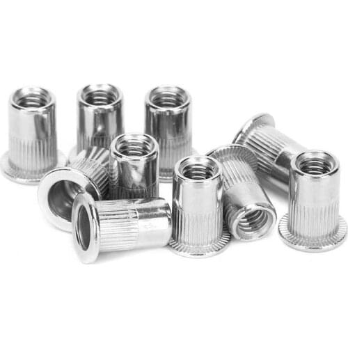 Rivet Nuts Stainless Steel Threaded Insert Nutsert Rivnuts Ribbed Nut M6 Hardware Accessories
