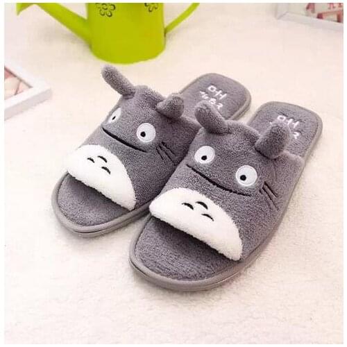 Lady shoes Cartoon totoro 4 season slippers lovers slip-resistant floor home slippers man and woman deslizadores de la mujer