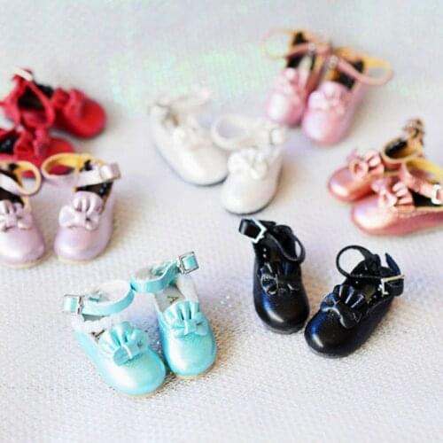 1 Pair 1/6 Cute PU Leather Bow Knot Icy Blyth Doll Shoes Fit for Licca, Azone Doll Clothes Accessories Toy
