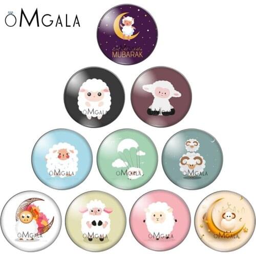 Cartoon Cute Baby Sheep 10pcs 10mm/12mm/14mm/16mm/18mm/20mm/25mm Round photo glass cabochon demo flat back Making findings