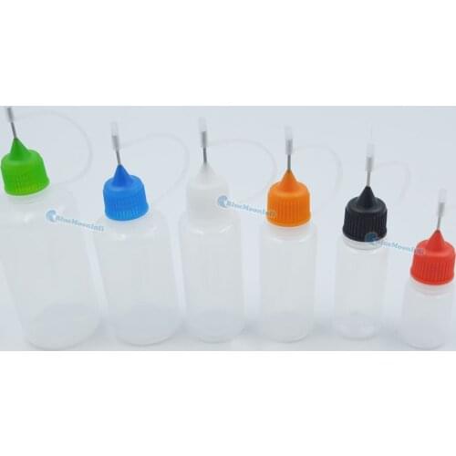 20 pcs / Lot Plastic 5ml-50ml Empty needle tip Dropper Bottles LDPE e-juice e-liquid mixed color storage bottle