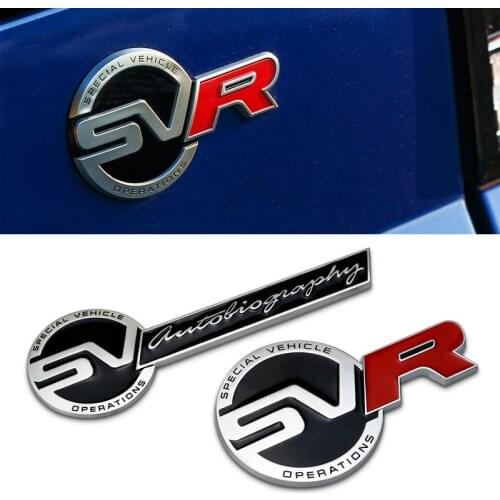 Car 3D Metal Sticker SVR Sports Badge Logo Emblem Trunk Decorative Decal For Land Rover Range Rover Sport Evoque Discovery 3 4 5