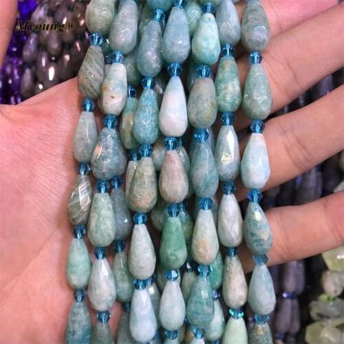 8x16mm Natural Faceted Stone Beads Water Drop Amazonite Cutting Loose Beads For DIY Jewelry Making MY210528