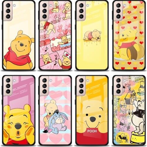 Winnie The Pooh Tempered Glass Cover For Samsung Galaxy S21 Plus Ultra M21 M31 M51 A52 A72 Phone Case Coque