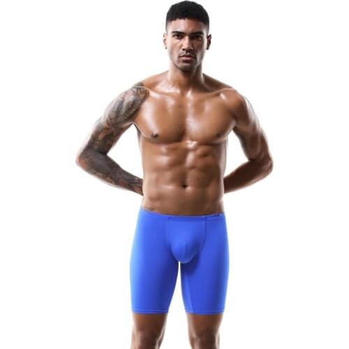 New Style Long Boxer Mens Underwear Seamless Ice Silk Solid Underwear Breathable Boxer Shorts Mens Sexy Quick Dry Shorts Pants