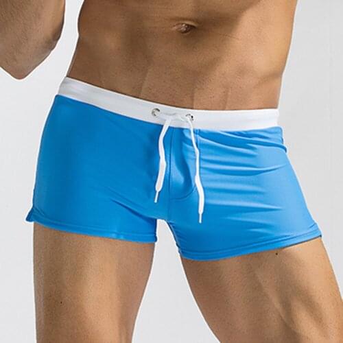 2018 Hot Sale Back Pocket Mens Swimwears Sexy Swimming Trunk For Bathing Man Swimsuits Gay Surf Brief Solid Boxer Swim Short