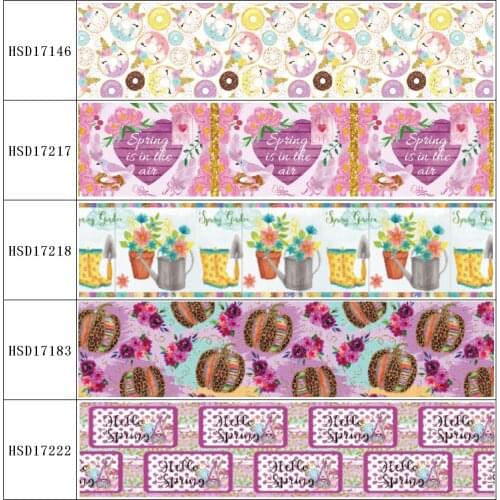 HuangTao 22MM 25MM 38MM 50MM 75mm Printed Pattern on Grosgrain Ribbon for diy ribbon