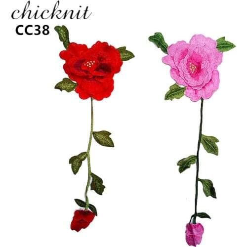 CHICKNIT 3D red pink Embroidery lace applique patch sewing on Tuxedo clothing Accessories CC38